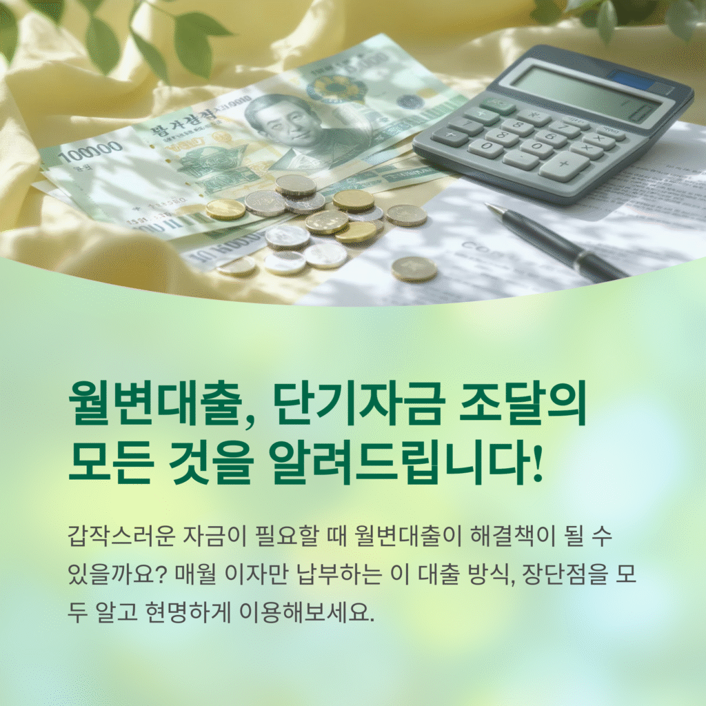월변대출, 단기자금 조달의 모든 것을 알려드립니다.!