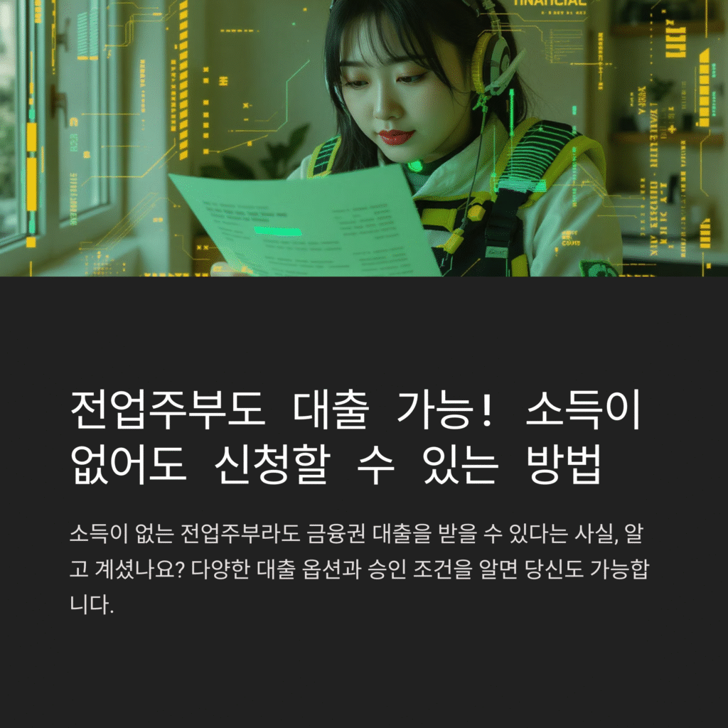 전업주부도 대출 가능! 소득이 없어도 신청할 수 있는 방법