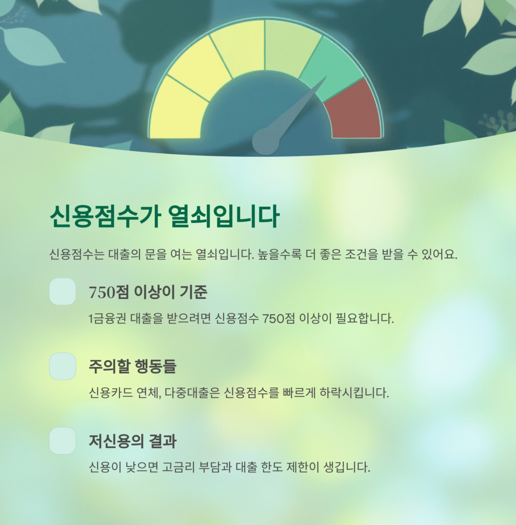 신용점수가 열쇠입니다.
