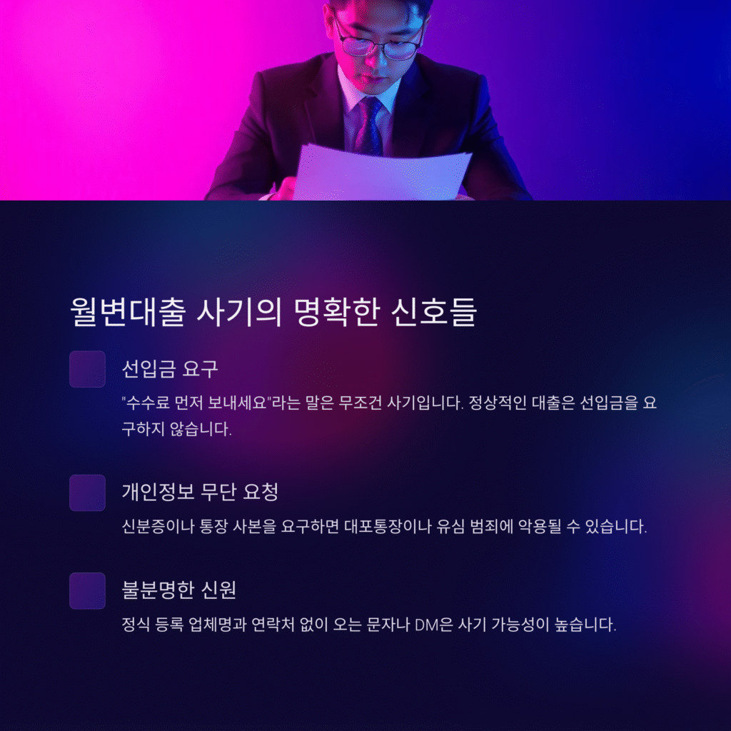 월변대출 사기의 명확한 신호들