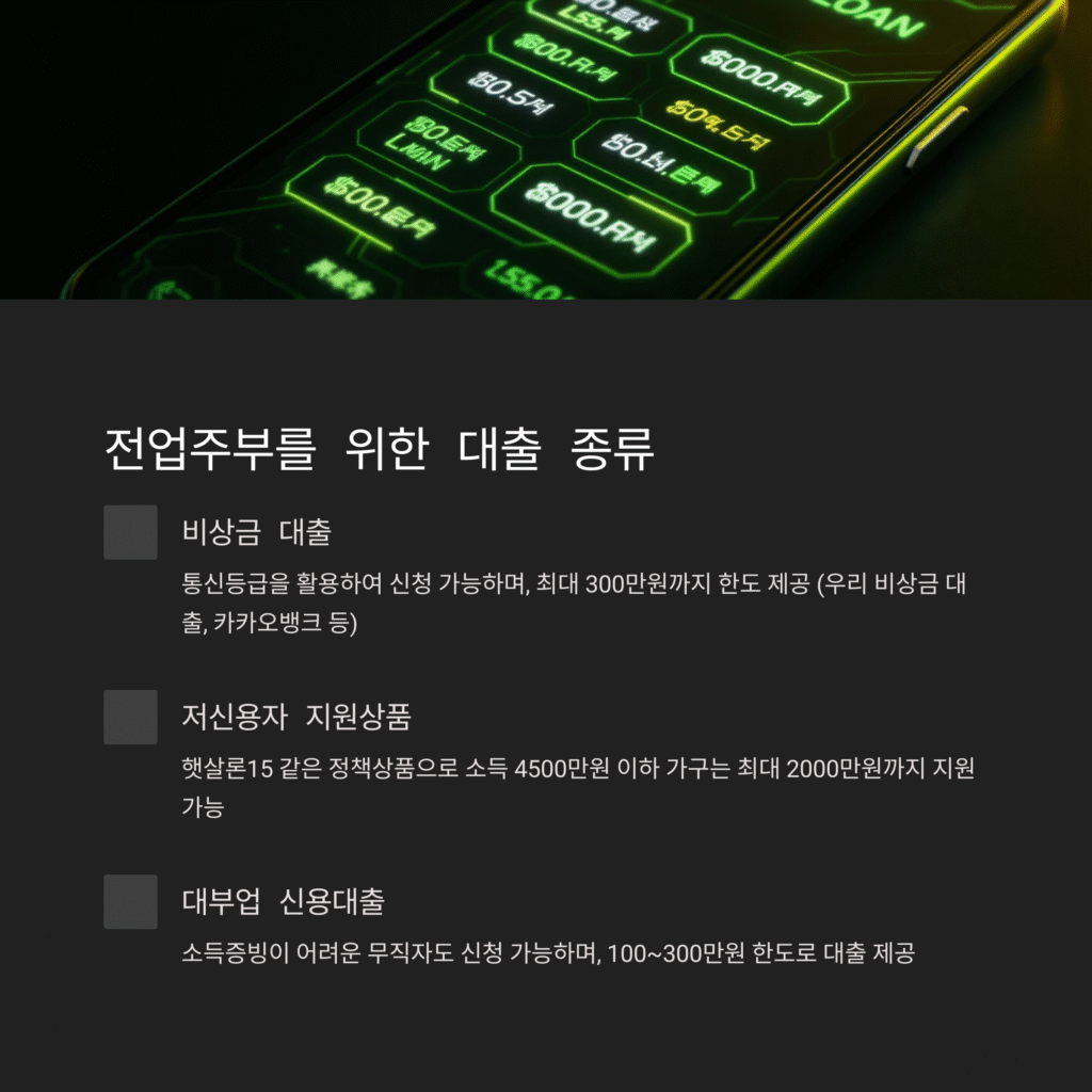 전업주부를 위한 대출 종류