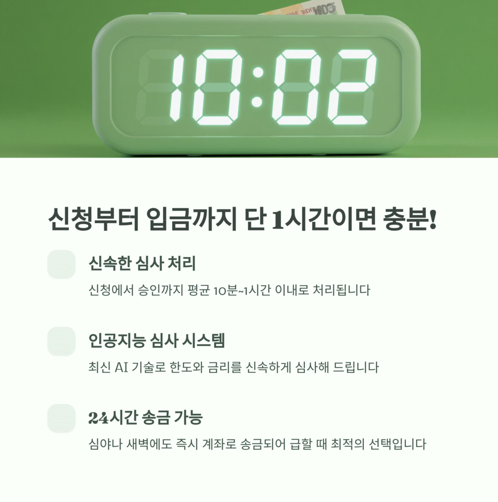 신청부터 입금까지 단 1시간이면 충분!