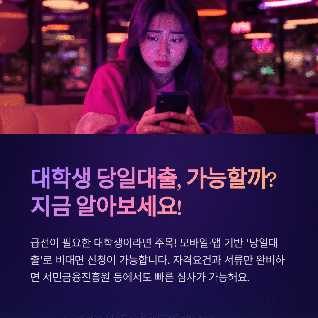 대학생 당일대출, 가능할까? 지금 알아보세요!