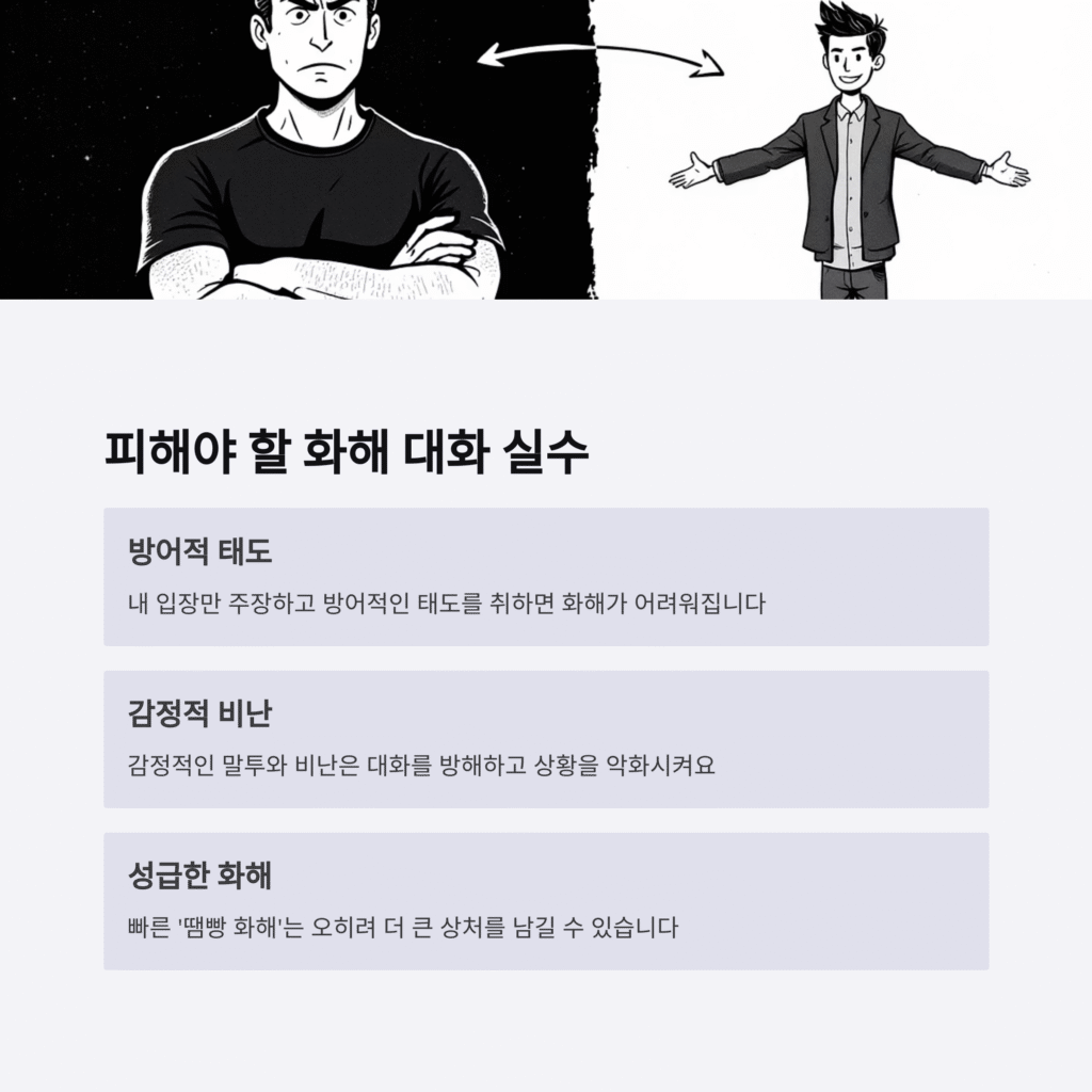 피해야 할 화해 대화 실수
