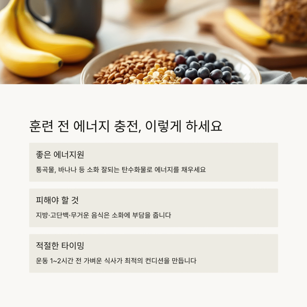 훈련 전 에너지 충전, 이렇게 하세요
